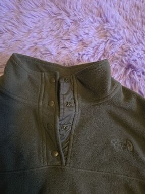 The North Face Olive Green Pullover Fleece Snap-Button Hoodie